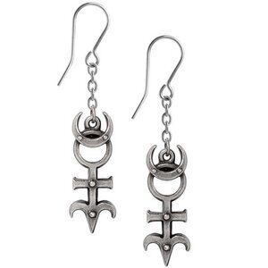 Alchemy Gothic Dr. Dee's Monad Dropper Earrings Astrology Aries Wiccan E493